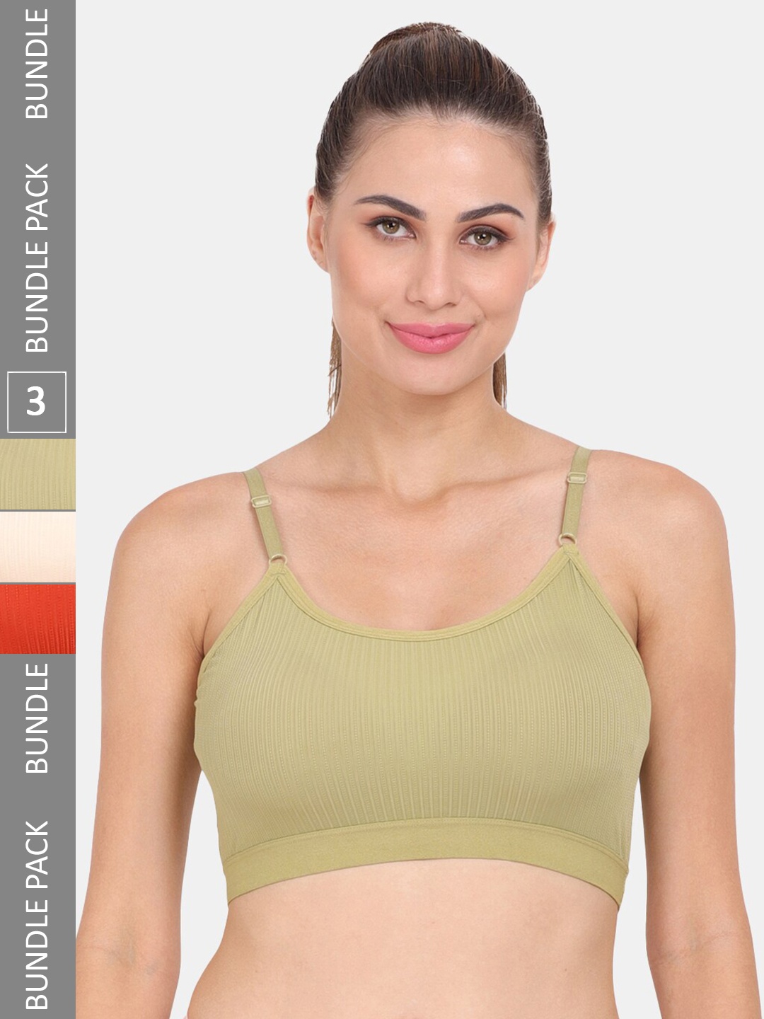

Amour Secret Pack of 3 Lightly Padded Workout Bra, Green