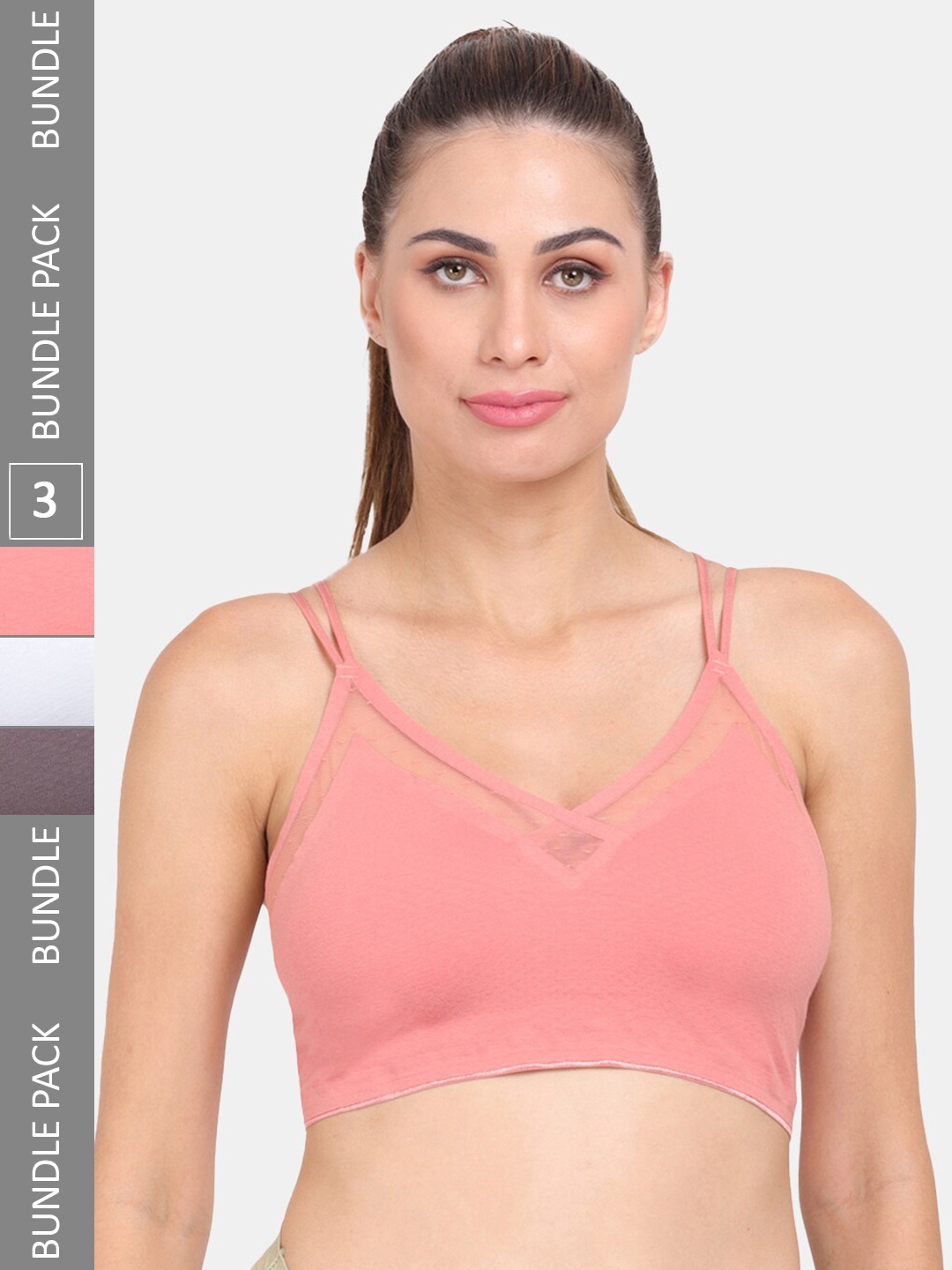 

Amour Secret Pack Of 3 Seamless Lightly Padded Anti Odour Sports Bra, Coral