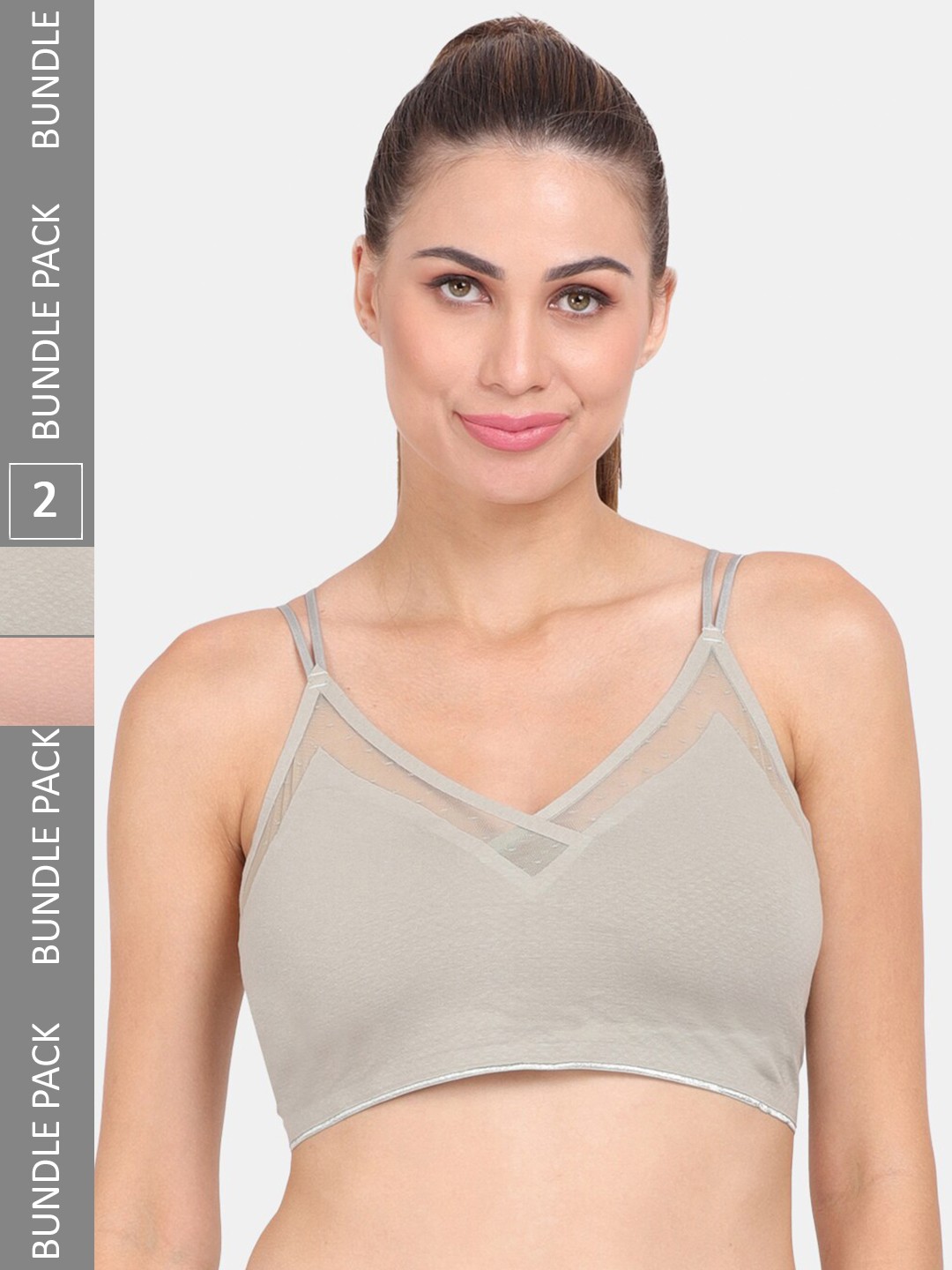 

Amour Secret Pack Of 2 Seamless Lightly Padded Anti Odour Sports Bra, Grey