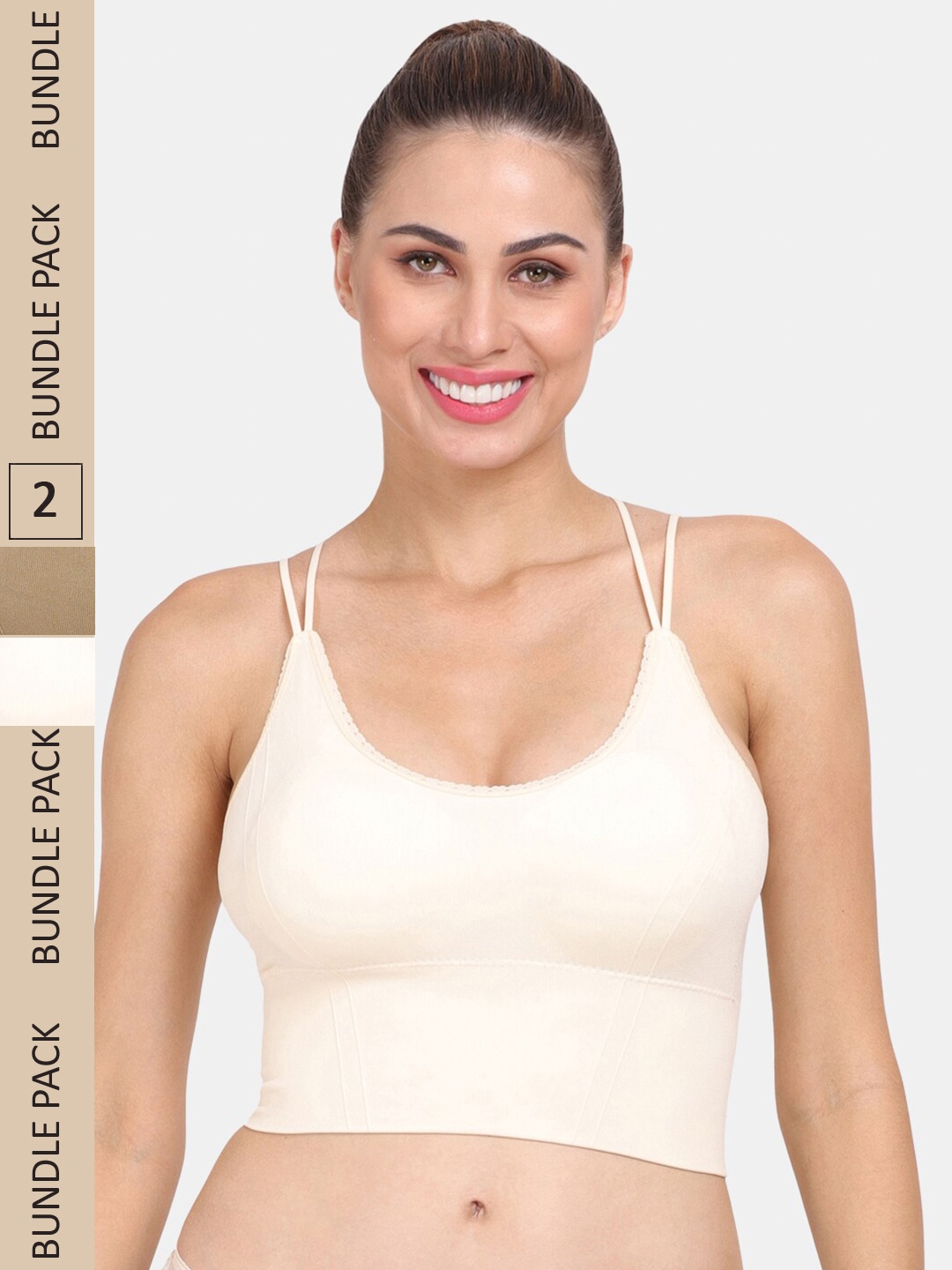 

Amour Secret Pack Of 2 Seamless Lightly Padded Sports Bra, Cream