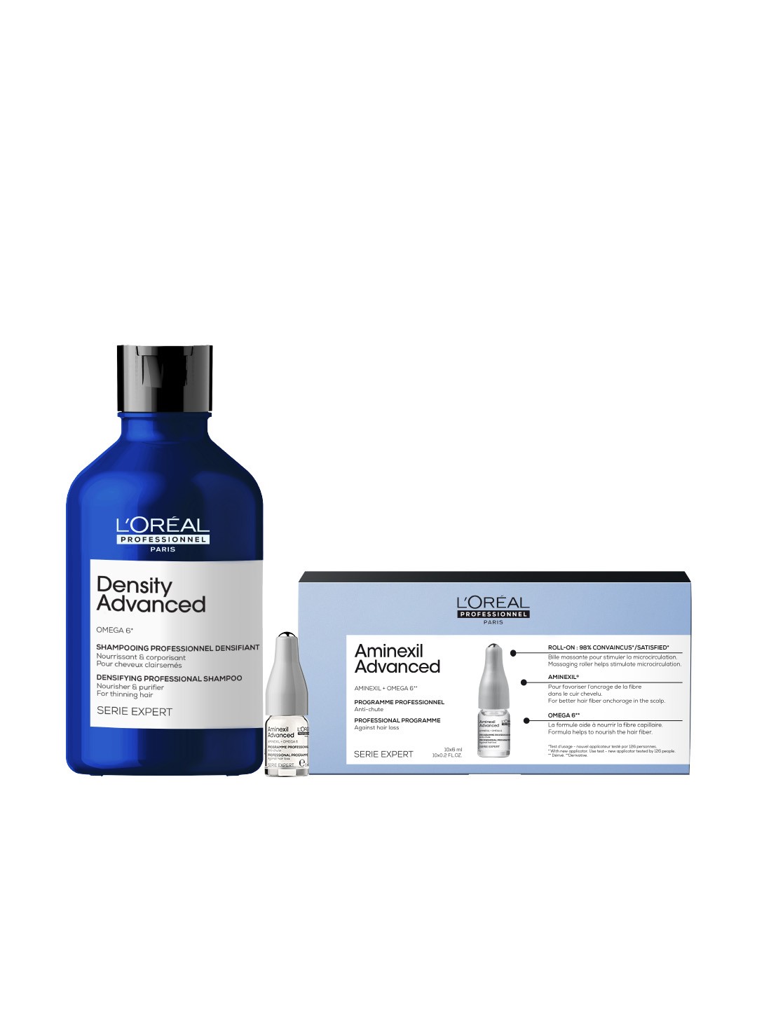 

LOreal Professionnel Set of Serie Expert Density Advance Shampoo + Aminexil Advanced, Blue