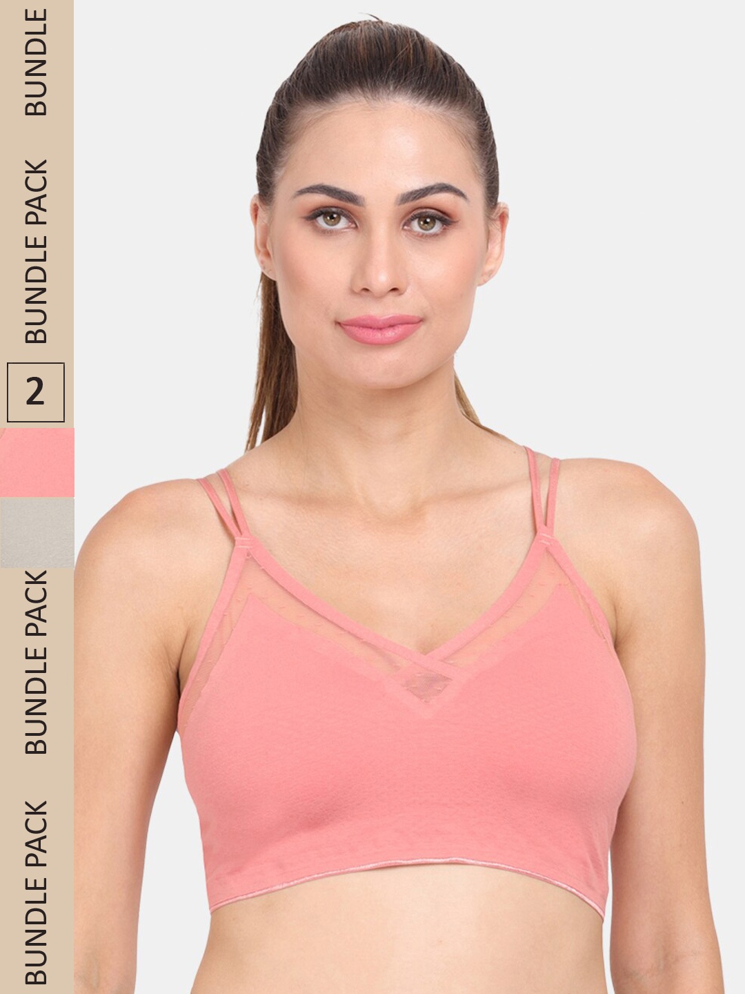 

Amour Secret Pack of 2 Lightly Padded Anti Odour Sports Bra, Coral