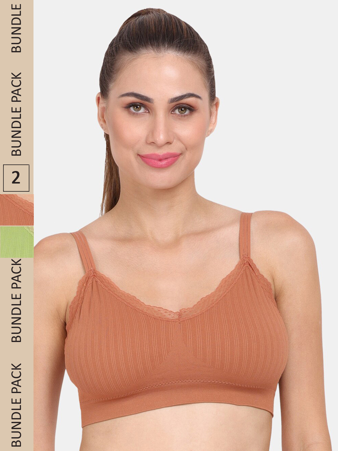 

Amour Secret Pack of 2 Lightly Padded Anti Odour Sports Bra, Green
