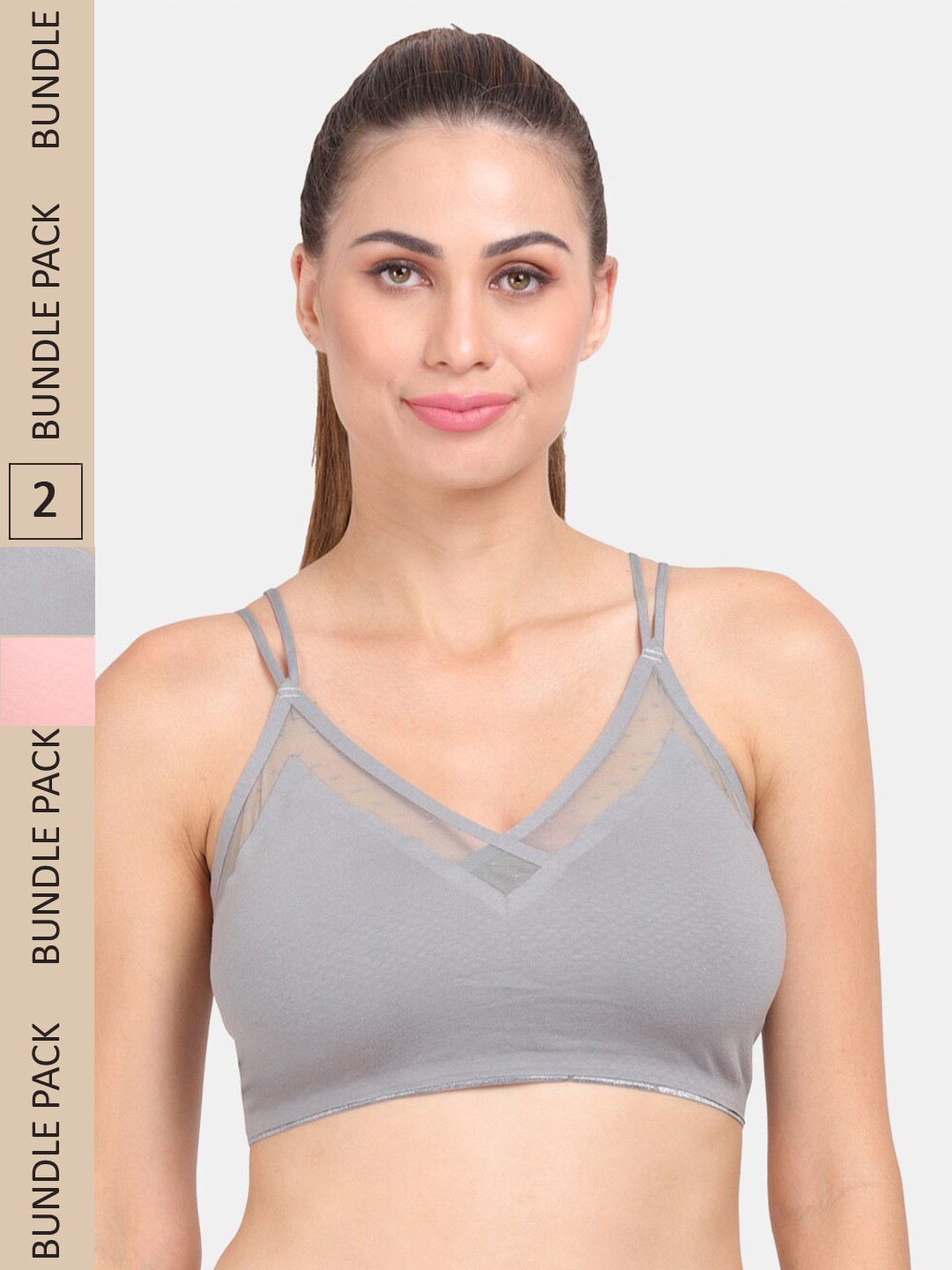 

Amour Secret Pack of 2 Lightly Padded Anti Odour Sports Bra, Pink