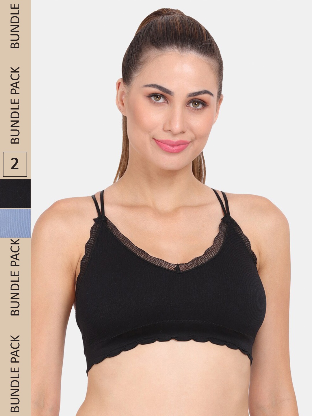 

Amour Secret Pack of 2 Lightly Padded Anti Odour Sports Bra, Black