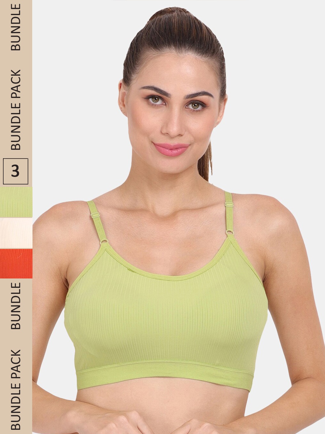

Amour Secret Pack of 3 Lightly Padded Anti Odour Sports Bra, Green