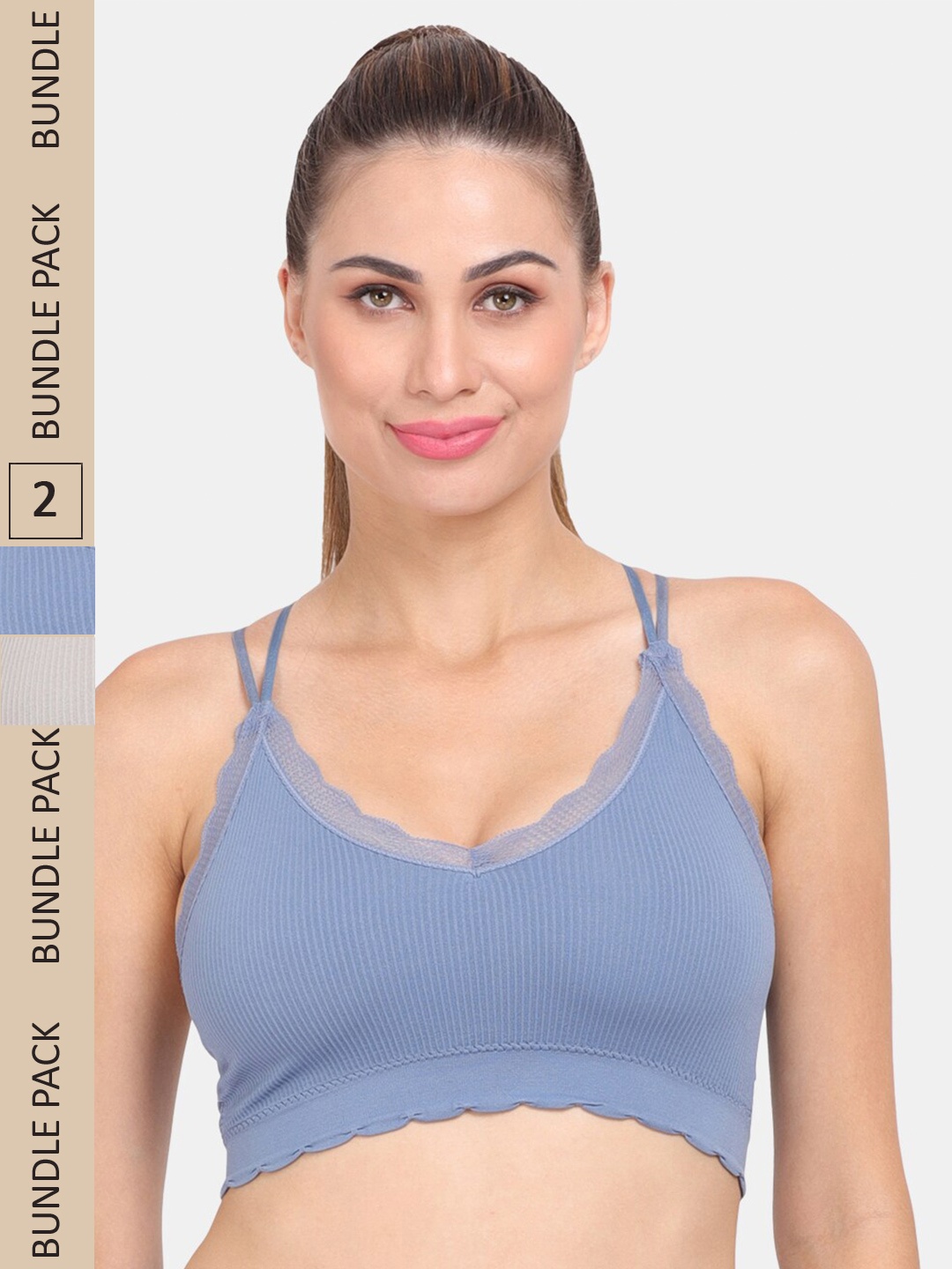 

Amour Secret Pack of 2 Lightly Padded Anti Odour Sports Bra, Blue