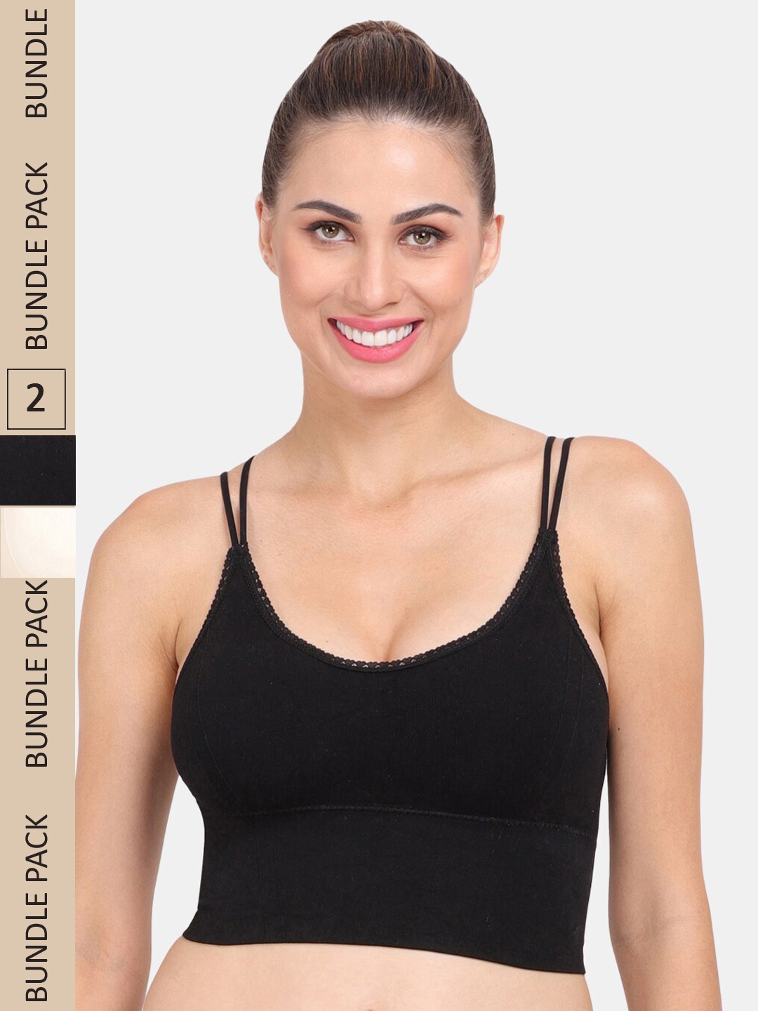

Amour Secret Pack of 2 Lightly Padded Anti Odour Sports Bra, Black