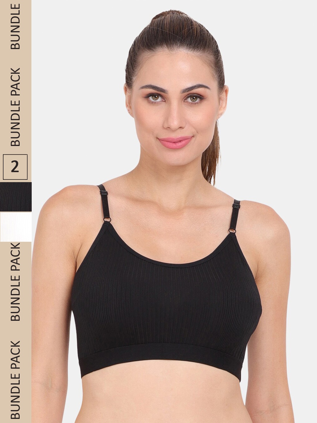 

Amour Secret Pack of 2 Lightly Padded Anti Odour Sports Bra, Black
