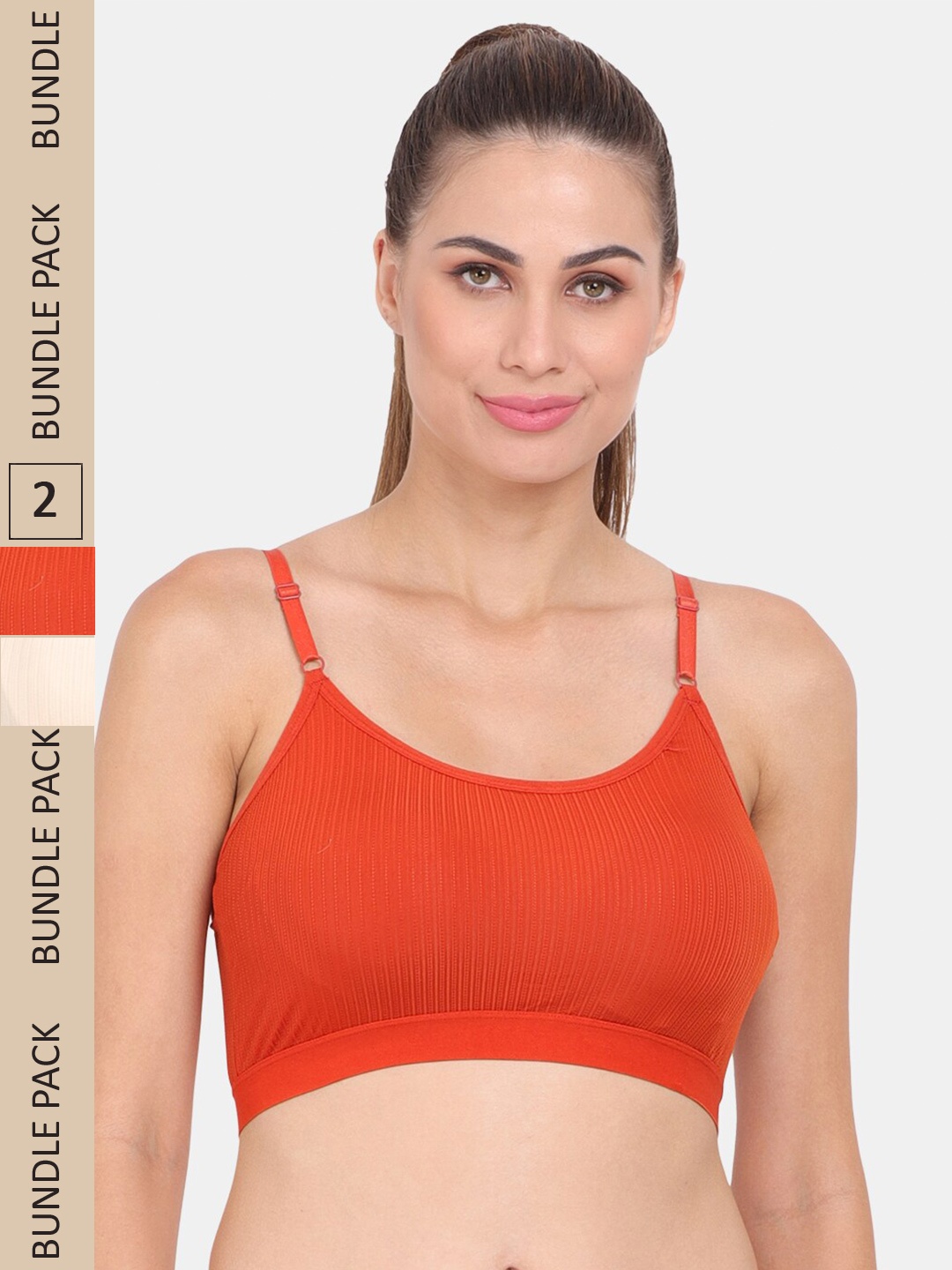 

Amour Secret Pack of 2 Lightly Padded Anti Odour Sports Bra, Rust