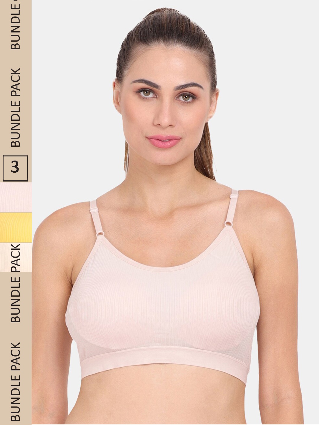

Amour Secret Pack of 3 Lightly Padded Sports Bra, Pink