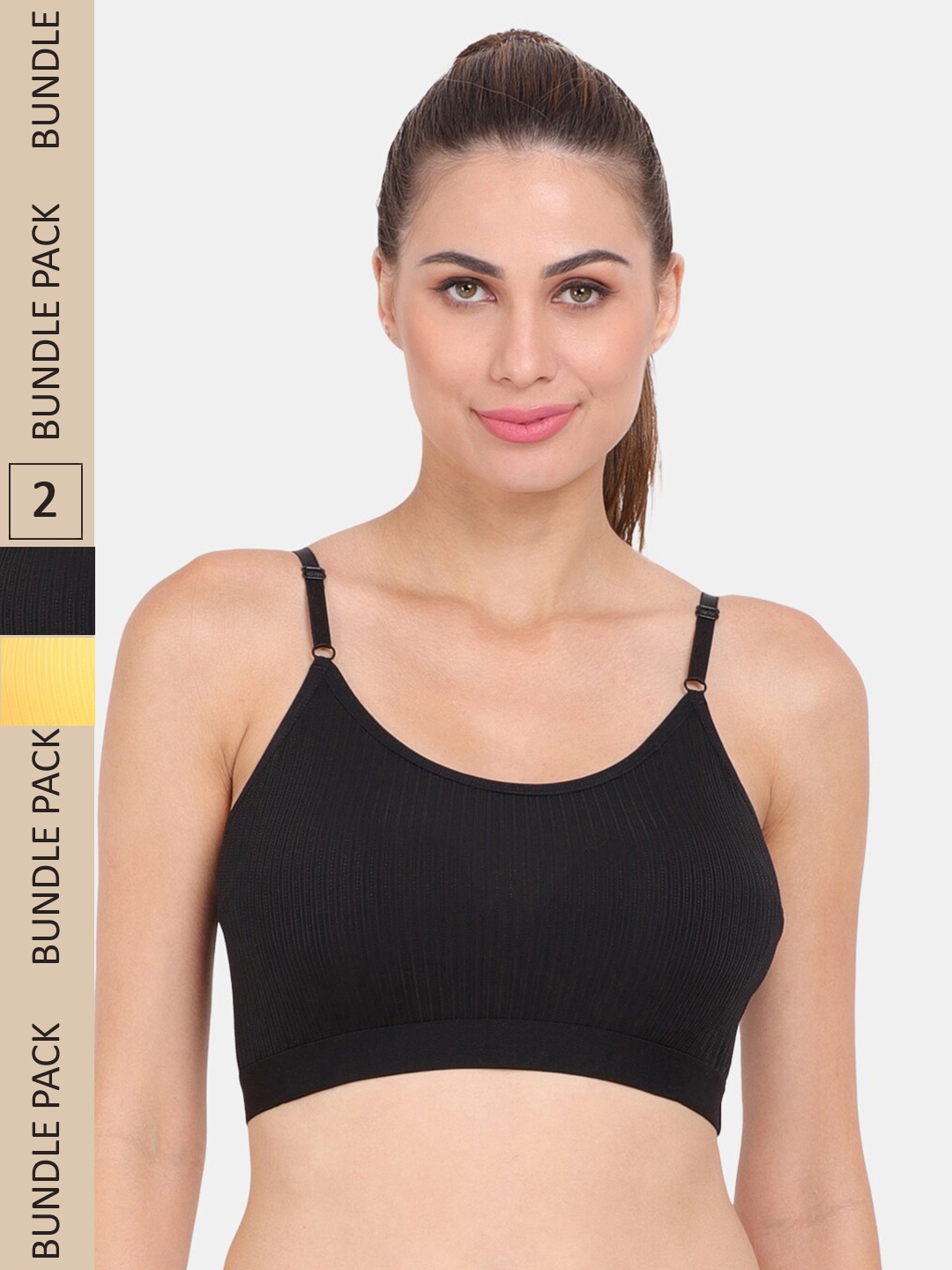 

Amour Secret Pack of 2 Lightly Padded Workout Bra, Black