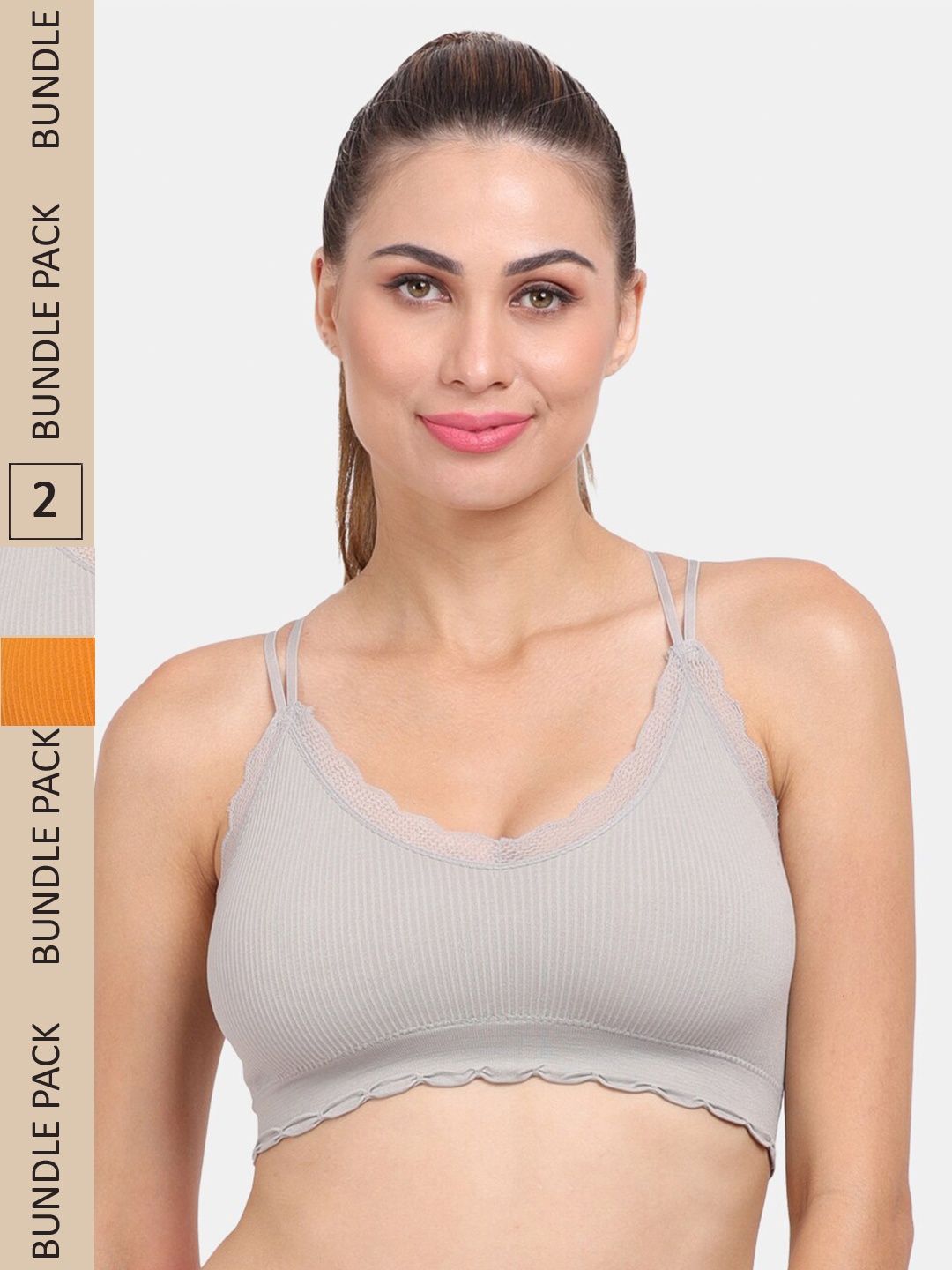 

Amour Secret Pack of 2 Lightly Padded Sports Bra, Grey