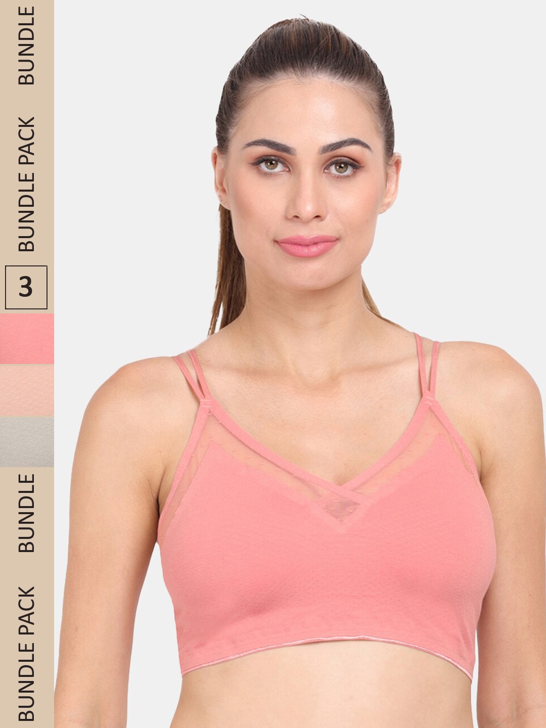 

Amour Secret Pack of 3 Lightly Padded Sports Bra, Coral
