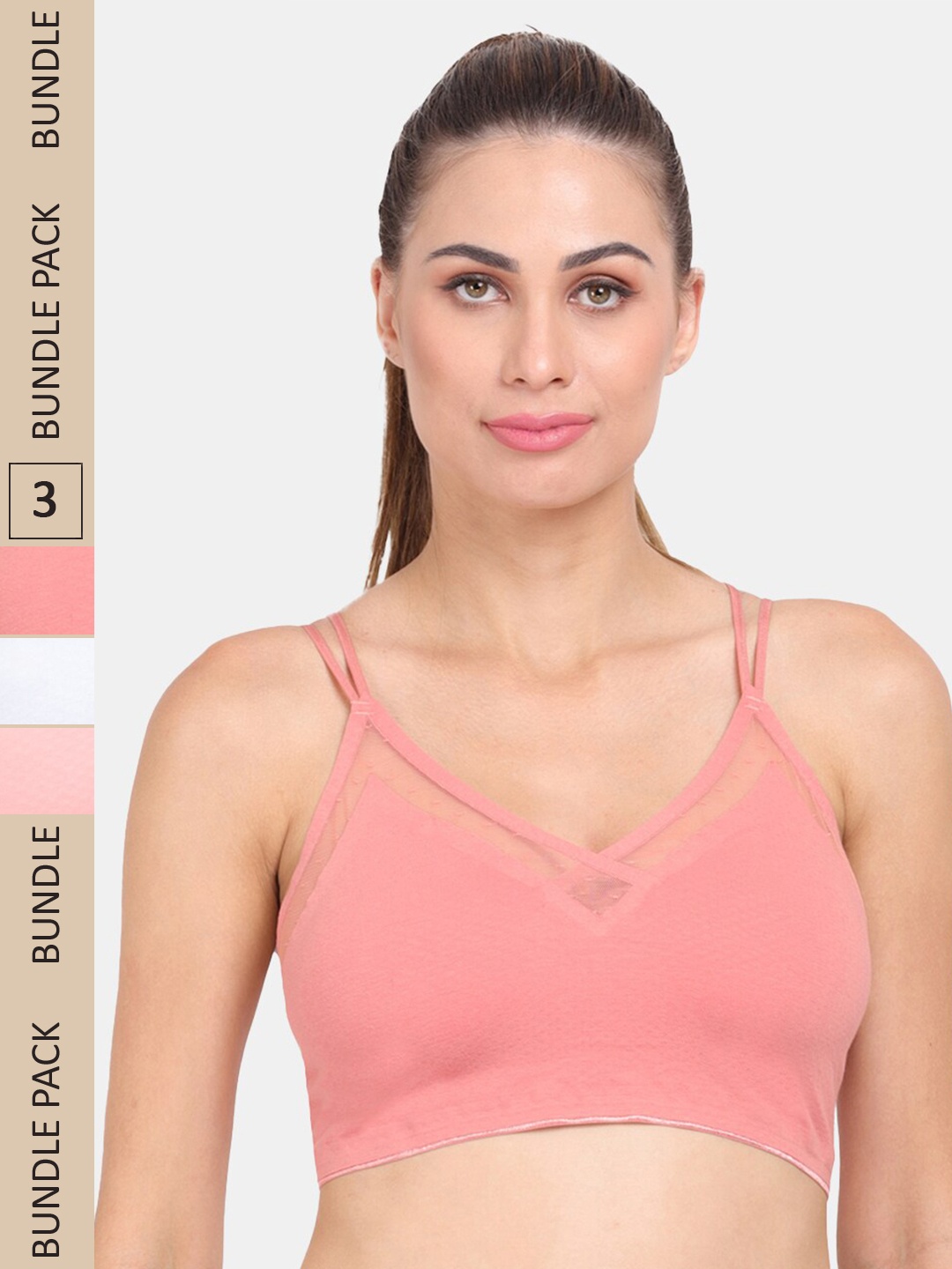 

Amour Secret Pack of 3 Lightly Padded Workout Bra, Coral