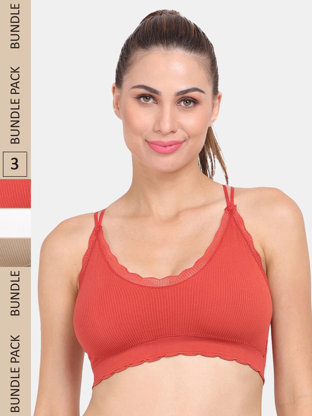

Amour Secret Pack of 3 Lightly Padded Sports Bra, White