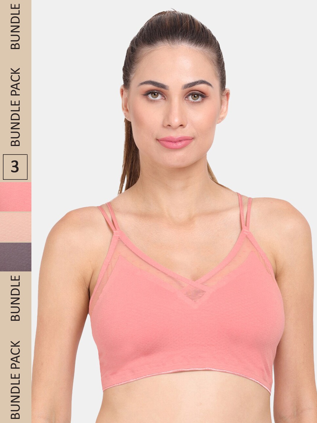 

Amour Secret Pack of 3 Lightly Padded Sports Bra, Coral