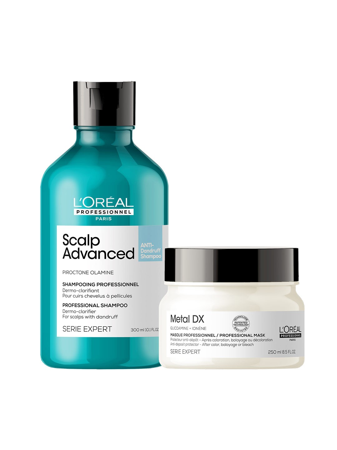 

LOreal Professionnel Set of Serie Expert Anti-Dandruff Shampoo + Metal Dx Mask, Blue