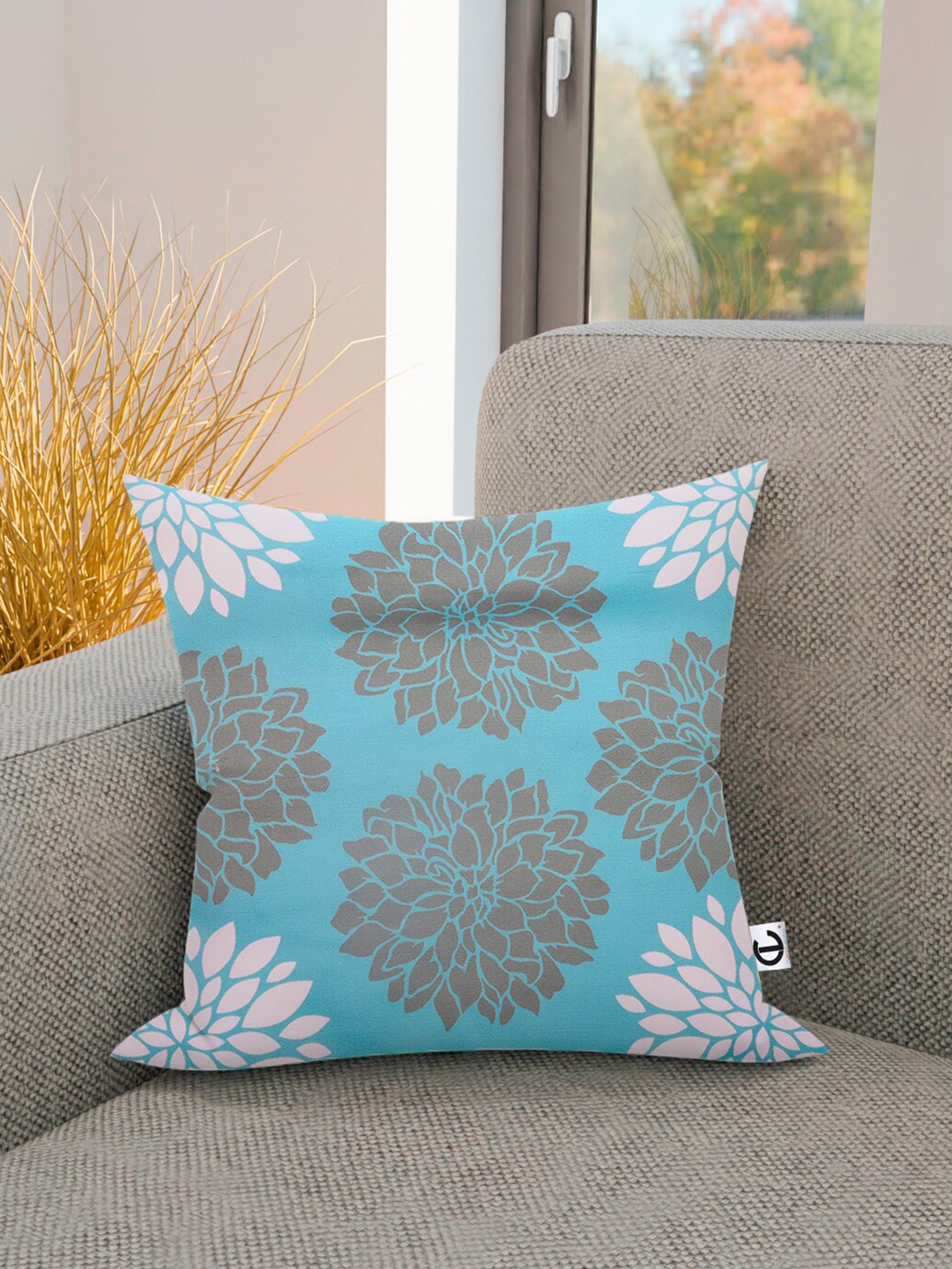 

CURIOUS LIFESTYLE Blue & White Set of 2 Floral Printed Cotton Square Cushion Covers