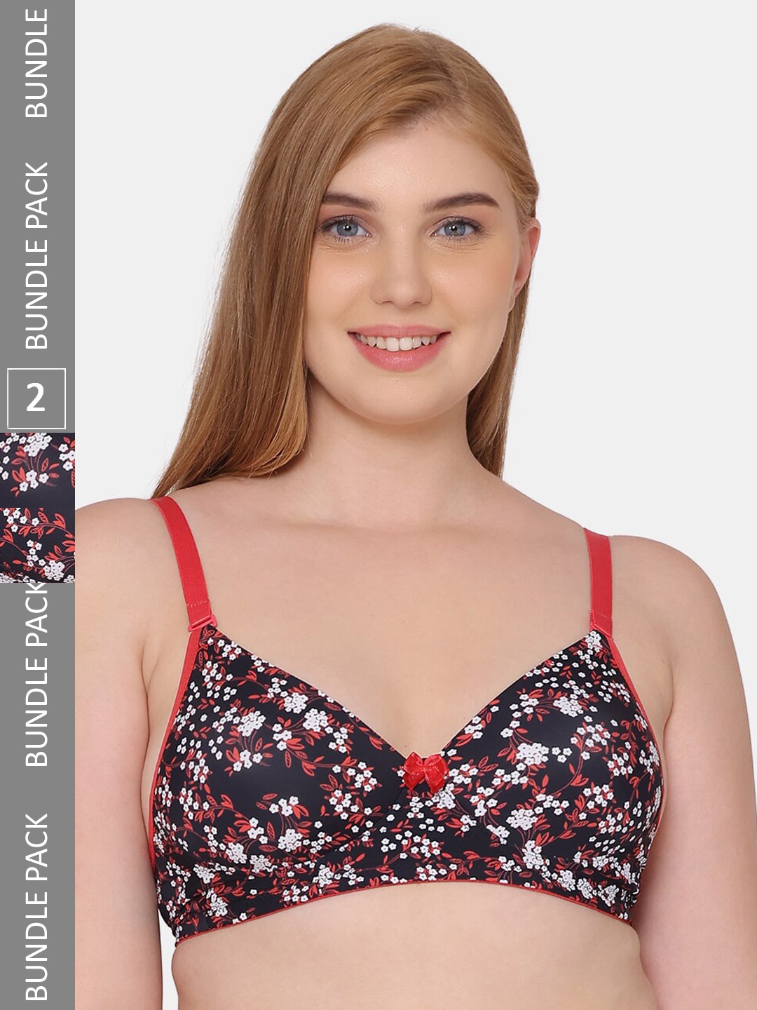 

Tweens Floral Lightly Padded Bra, Red