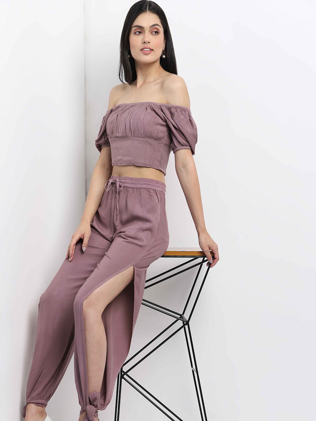 

MKOAL Women Regular Fit Slits Trouser, Purple