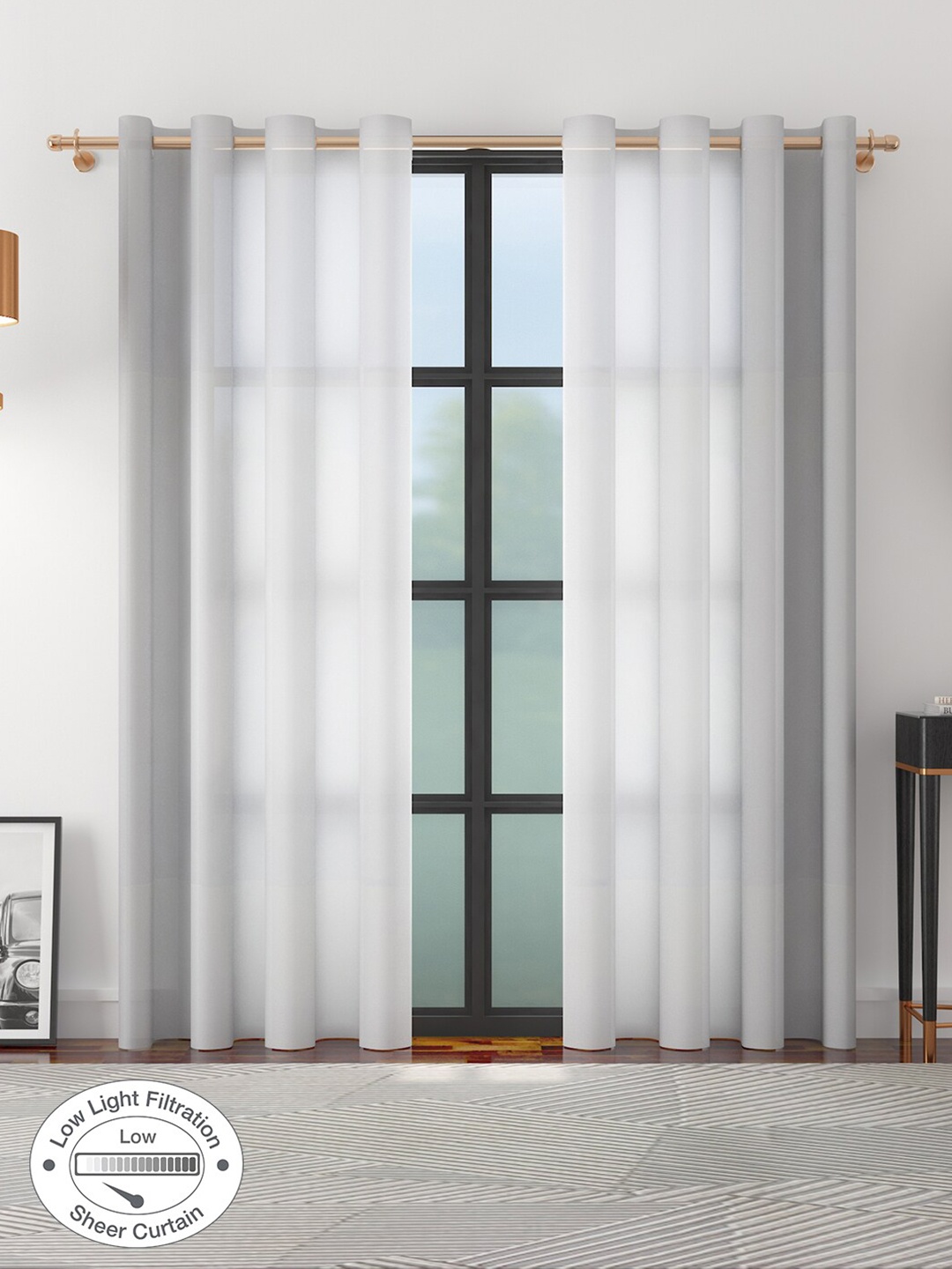 

HomeTown Fiesta White Set of 2 Sheer Door Curtains 7 Feet