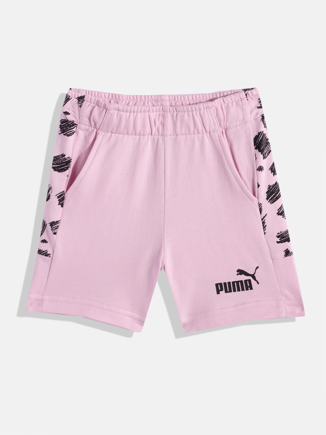 

Puma Kids Essential+ PUMA MATES Printed Regular fit Pure Cotton Shorts, Pink