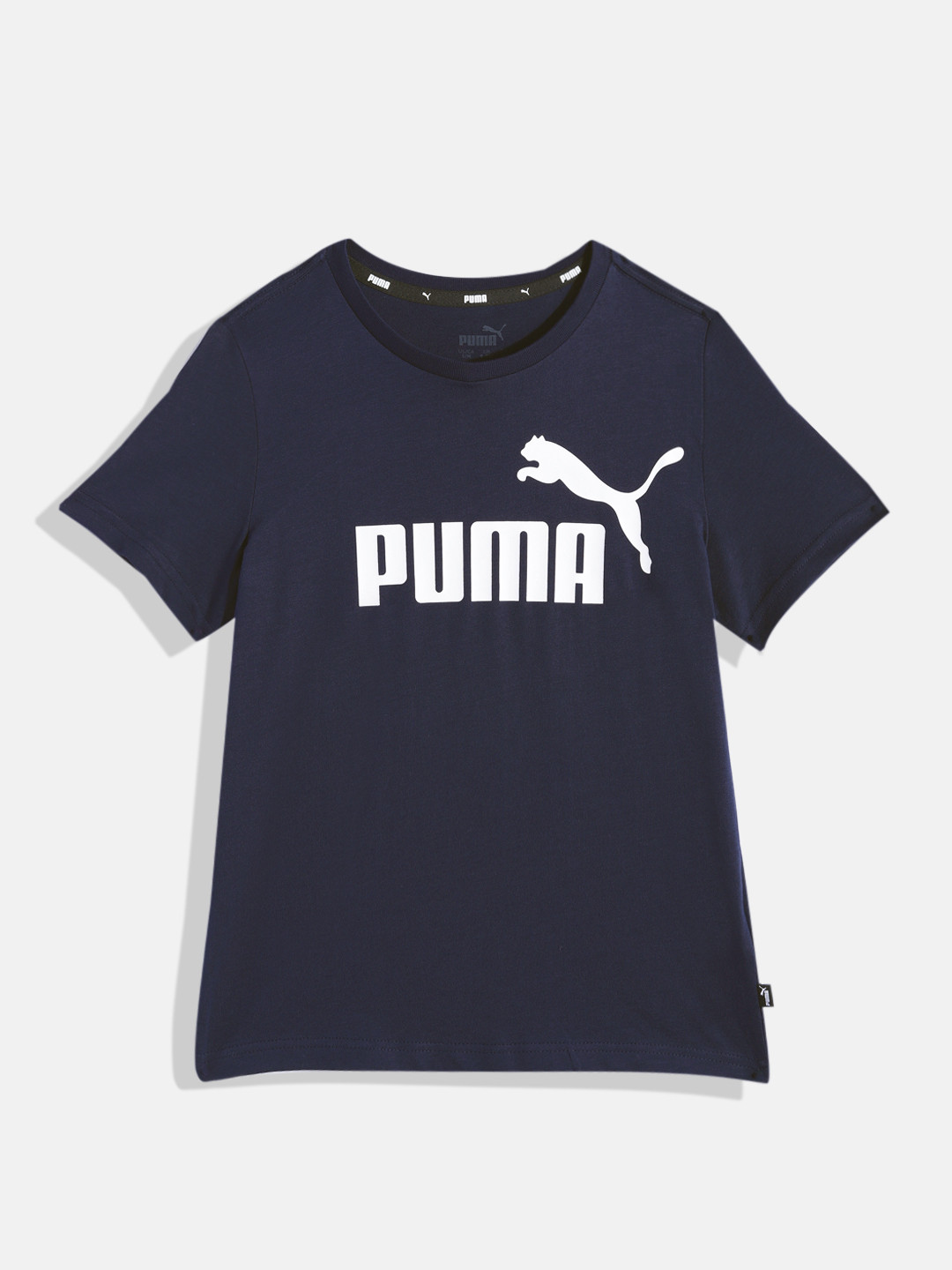 

Puma Boys Navy Blue Brand Logo Printed Pure Cotton T-shirt