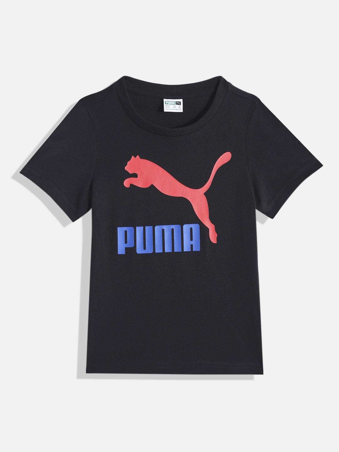 

Puma Boys Printed Classic Logo Regular Fit Pure Cotton T-shirt, Black