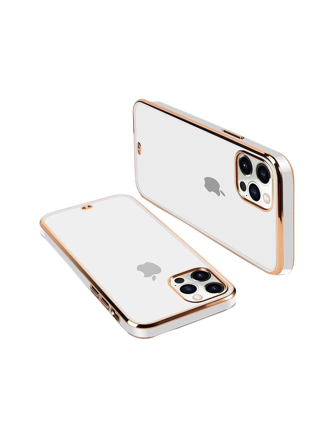 

Karwan White & Gold Toned Squareplatting iPhone 13 Pro Max Mobile Phone Case