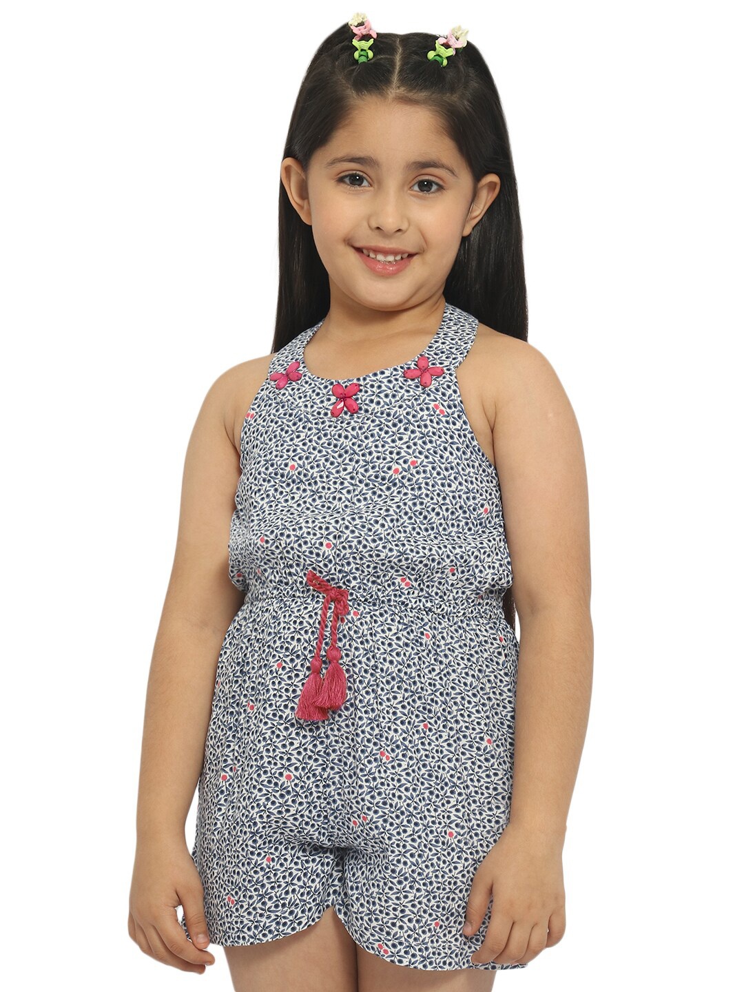 

Nauti Nati Girls Halter Neck Printed Pure Cotton Playsuit, White
