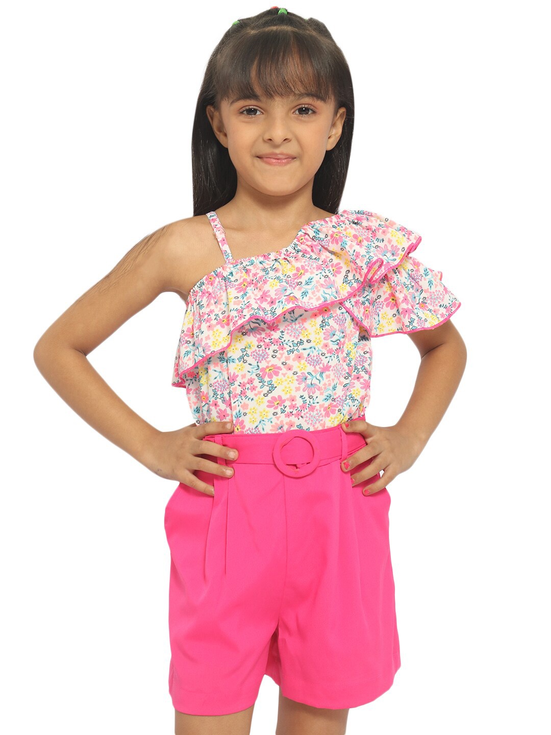 

Nauti Nati Girls Printed Top with Shorts, Pink