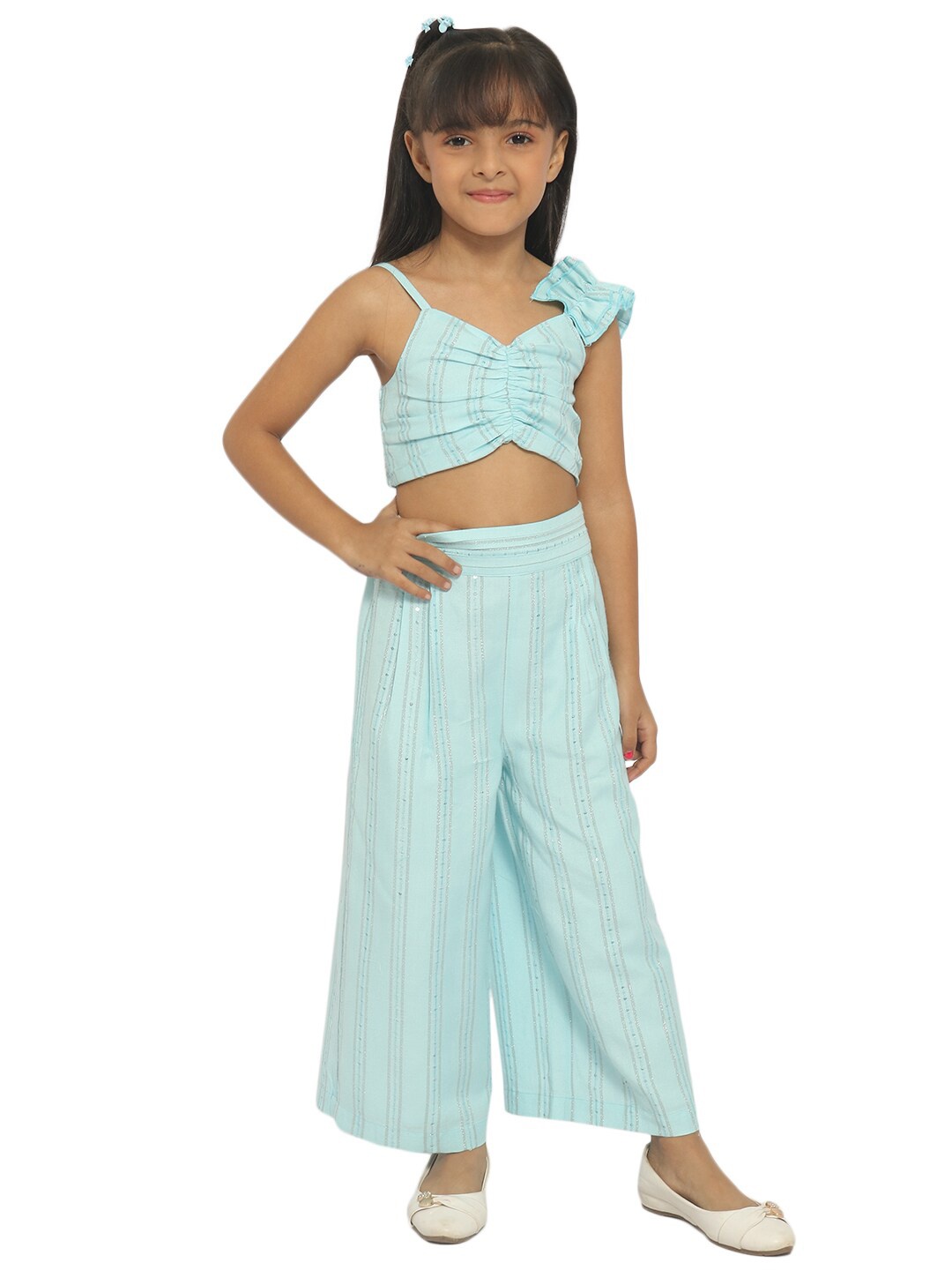 

Nauti Nati Girls Striped Top with Palazzos, Blue