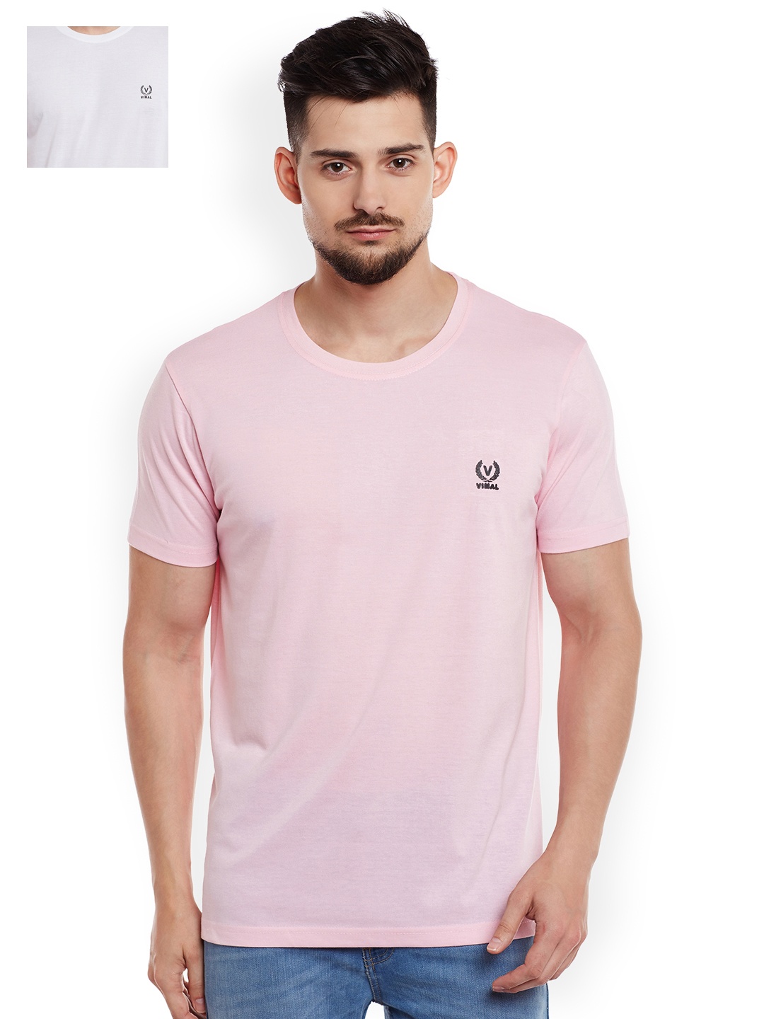 

VIMAL Pack of 2 Pure Cotton T-shirts, Pink