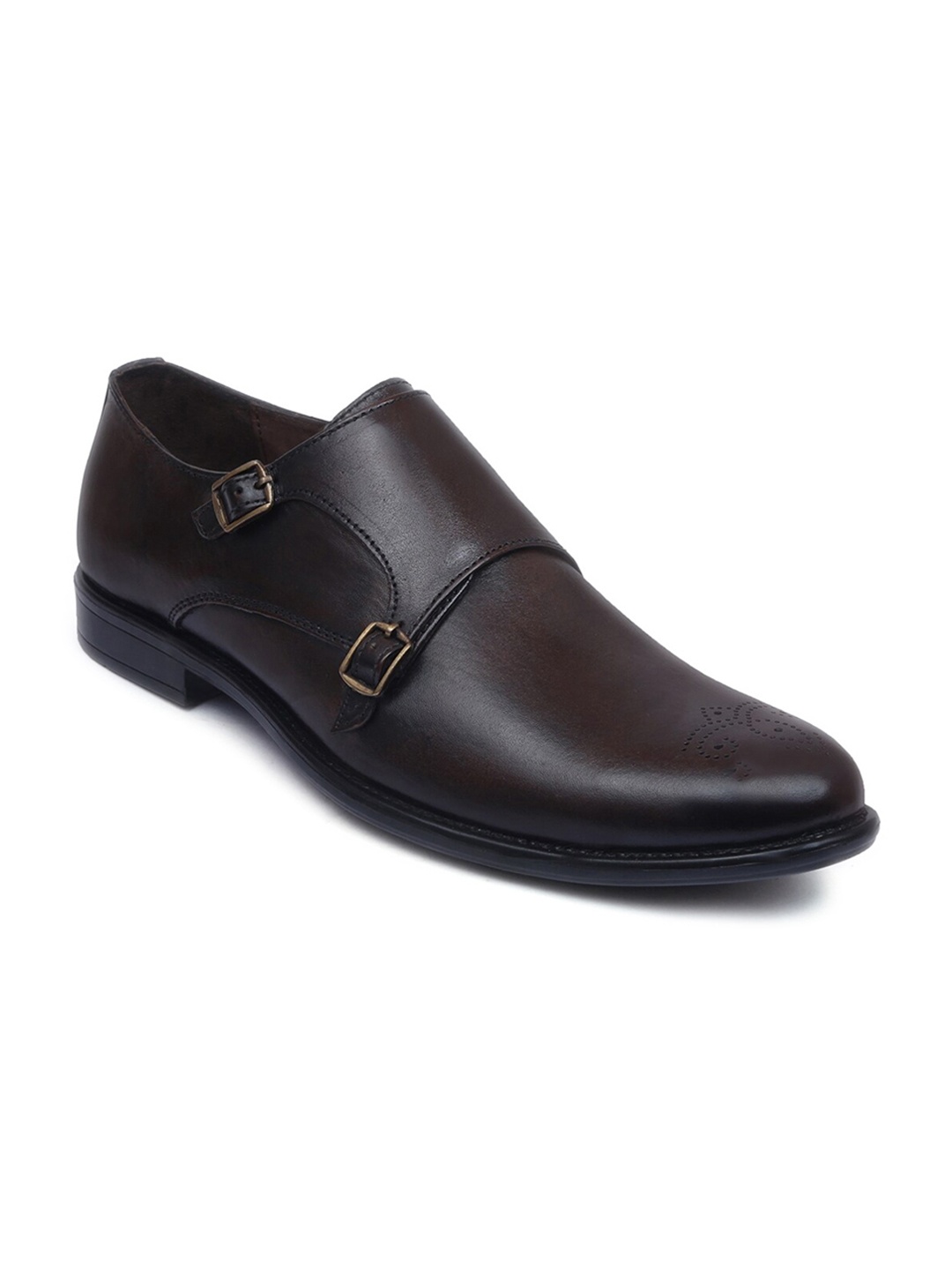 

Zoom Shoes Men Formal Genuine Leather Monk Shoes, Brown