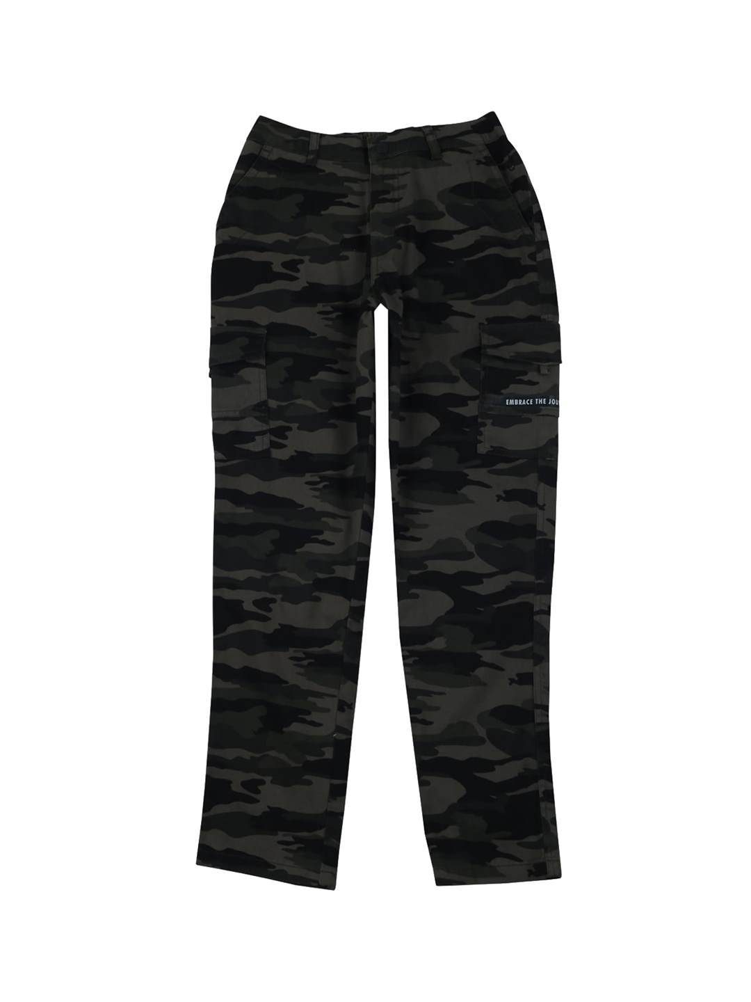 

Gini and Jony Boys Camouflage Printed Cotton Cargo Trousers, Black