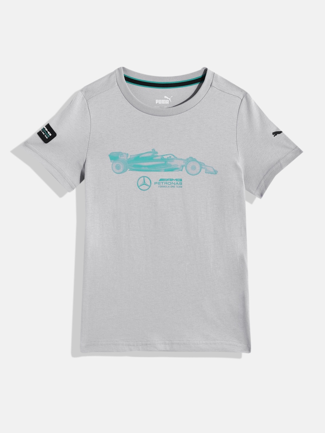 

PUMA Motorsport Kids Sports Mercedes AMG Petronas Print Regular fit Pure Cotton T-shirt, Grey