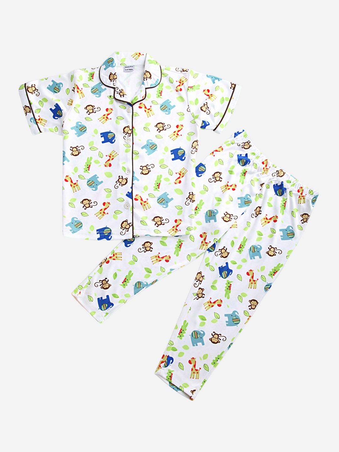 

Prettify Kids Printed Satin Night suit, White
