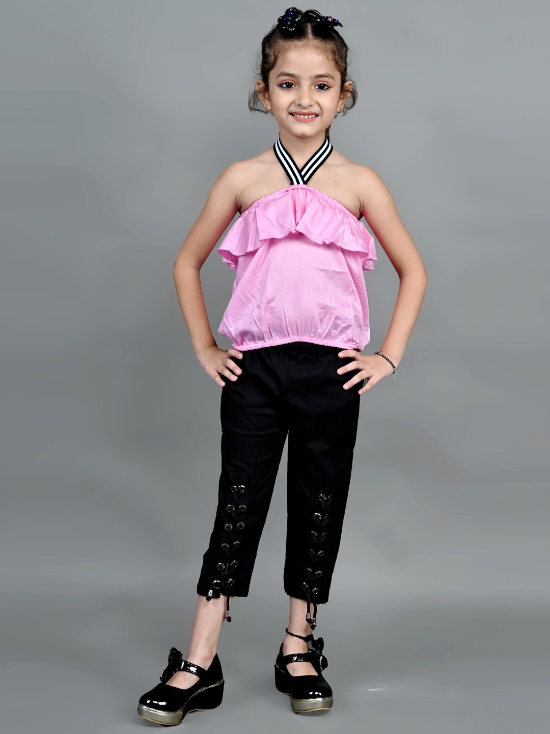 

Ameeha Girls Sleeveless Top with Trousers, Lavender