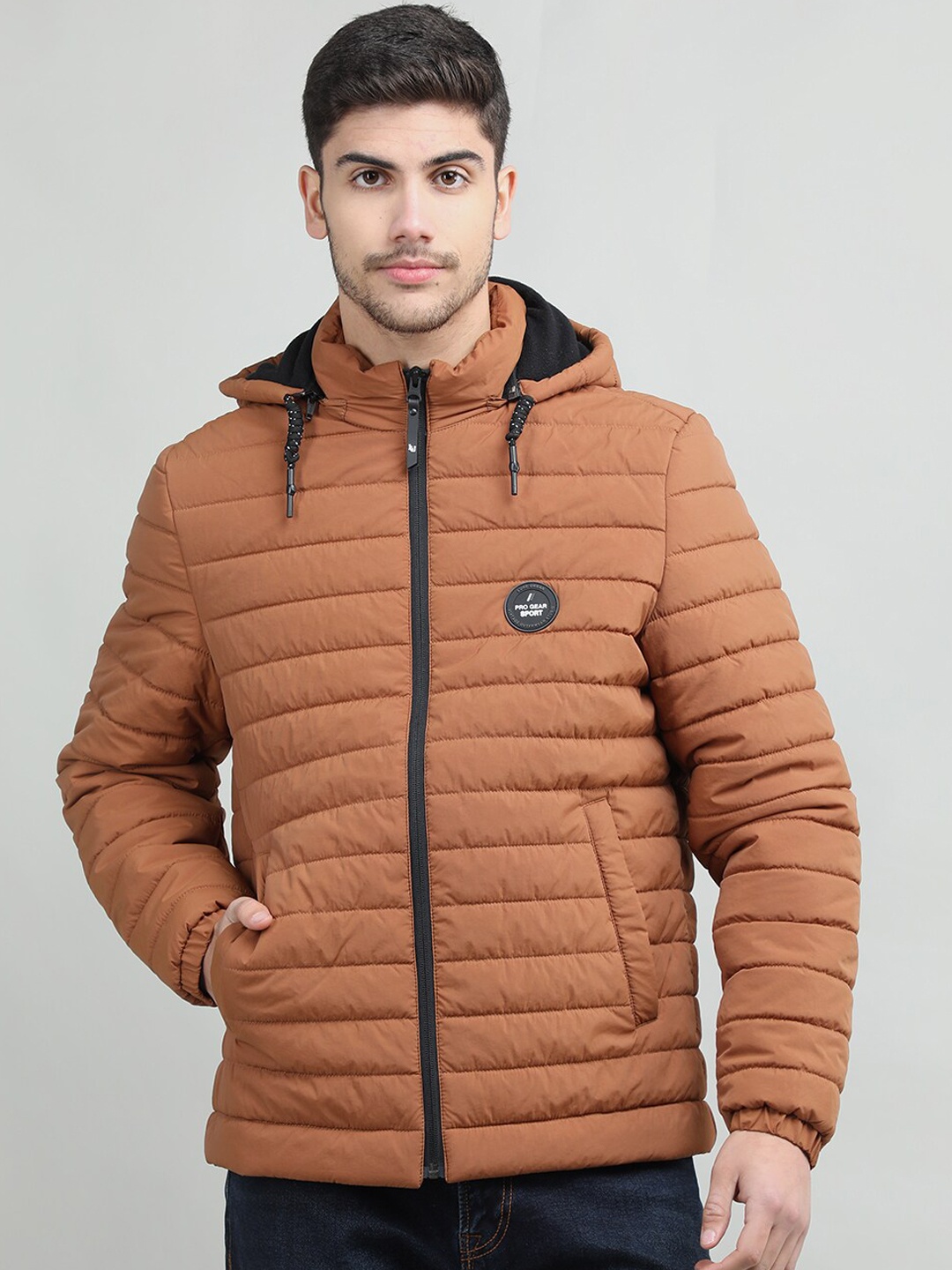 

LURE URBAN Men Hooded Outdoor Puffer Jacket, Tan