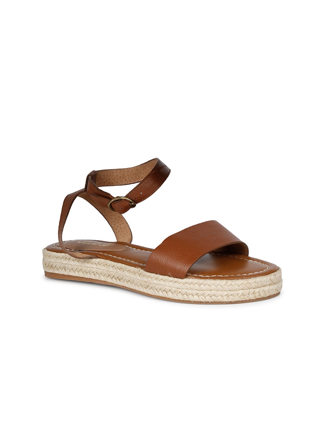 

Saint G Women Leather Flatform Heels, Tan