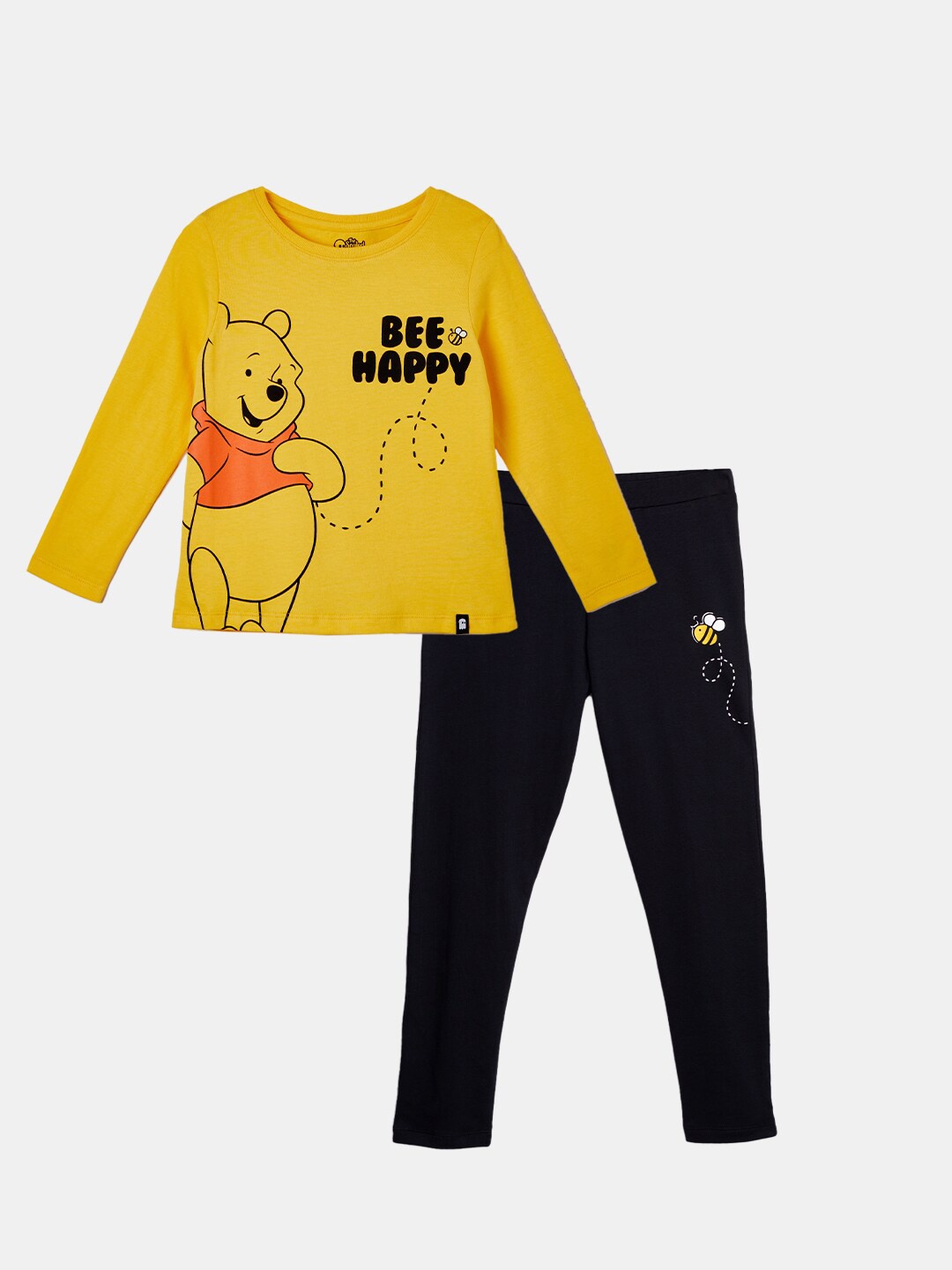 

The Souled Store Girls Winnie The Pooh Printed Pure Cotton Clothing Set, Yellow