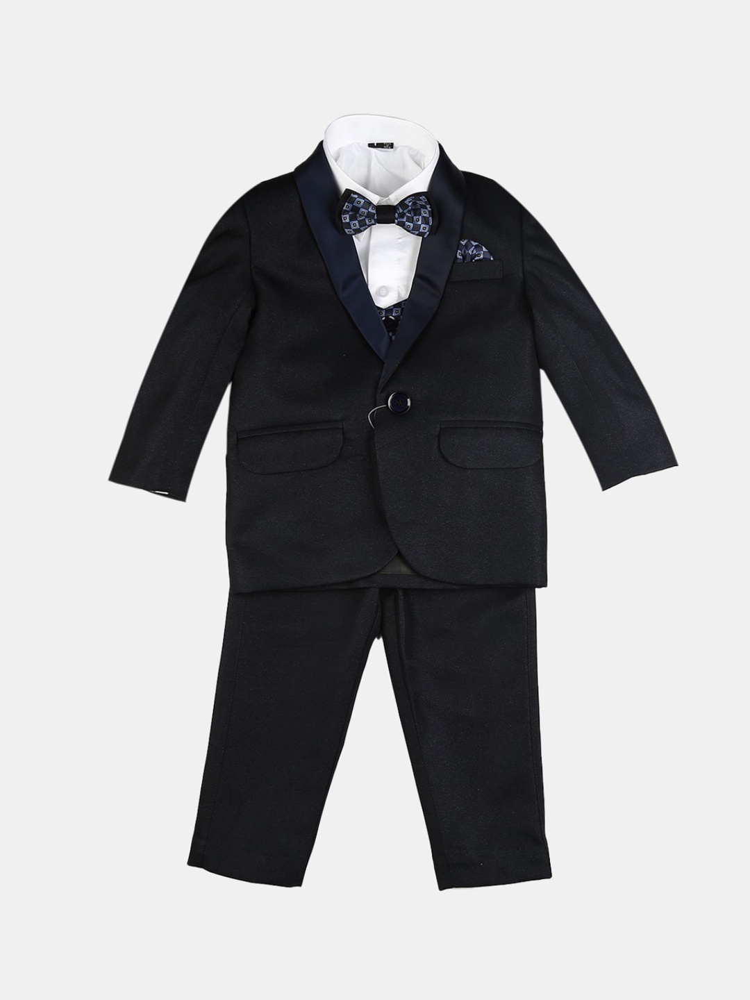 

V-Mart Boys 4-Piece Single-Breasted Cotton Partywear Suit, Blue