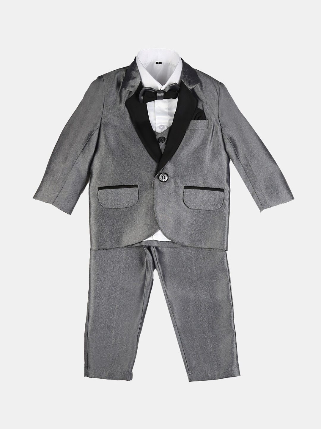 

V-Mart Boys Single-Breasted 5-Piece Suits, Grey