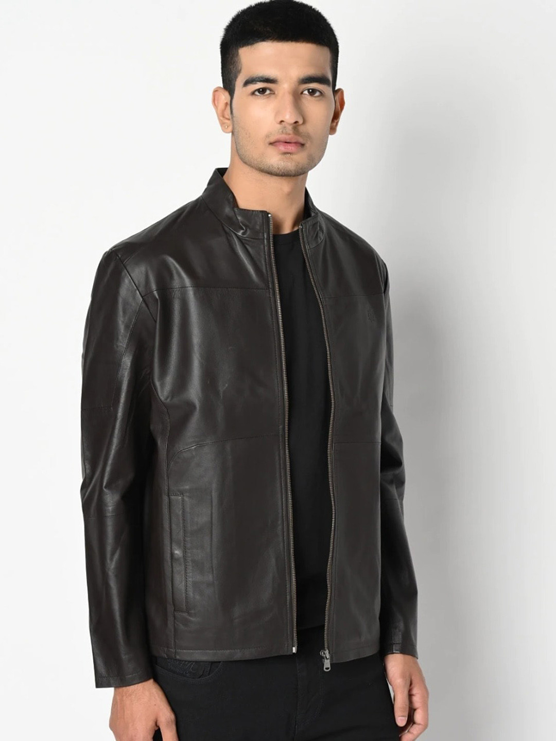 

Tortoise Men Lightweight Leather Jacket, Brown