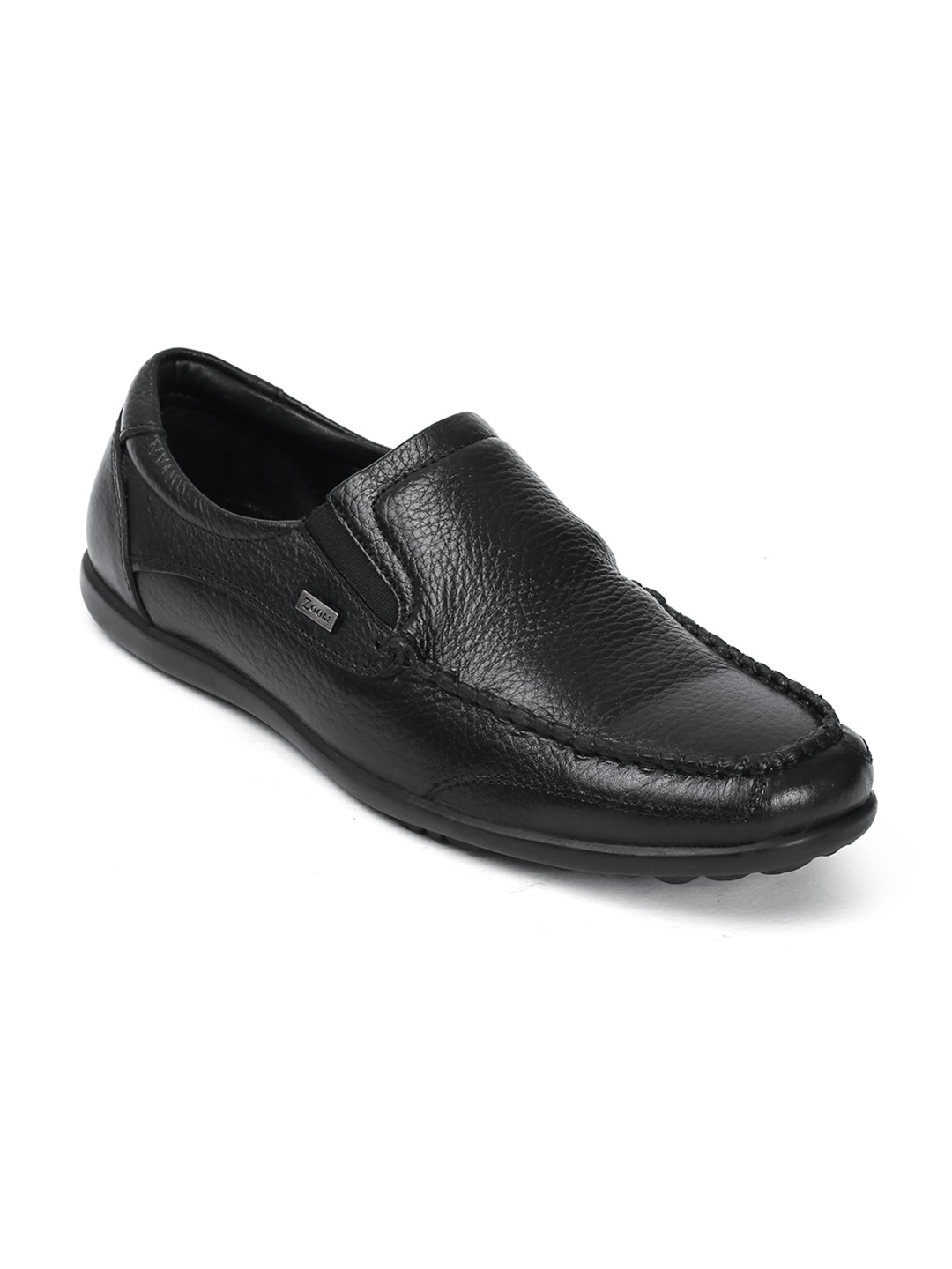 

Zoom Shoes Men Textured Leather Loafers, Black