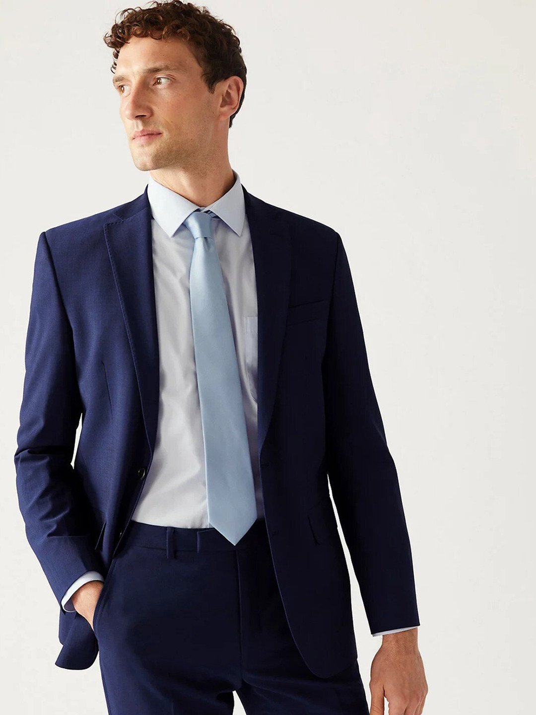 

Marks & Spencer Men Single Breasted Formal Blazer, Blue