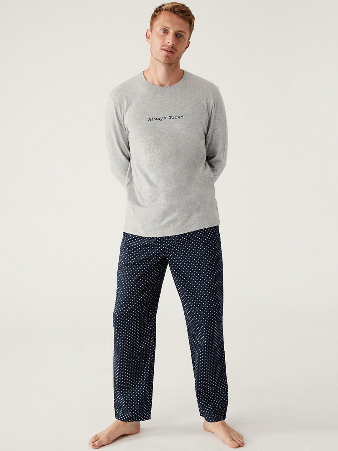 

Marks & Spencer Men Pure Cotton Night suit, Grey