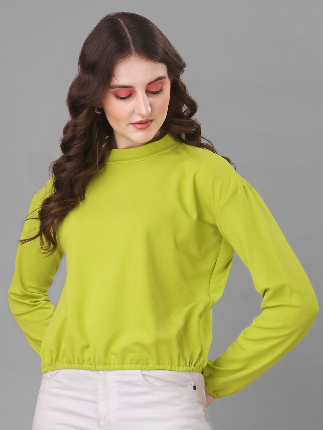 

Urban Luxe Women High Neck T-shirt, Fluorescent green