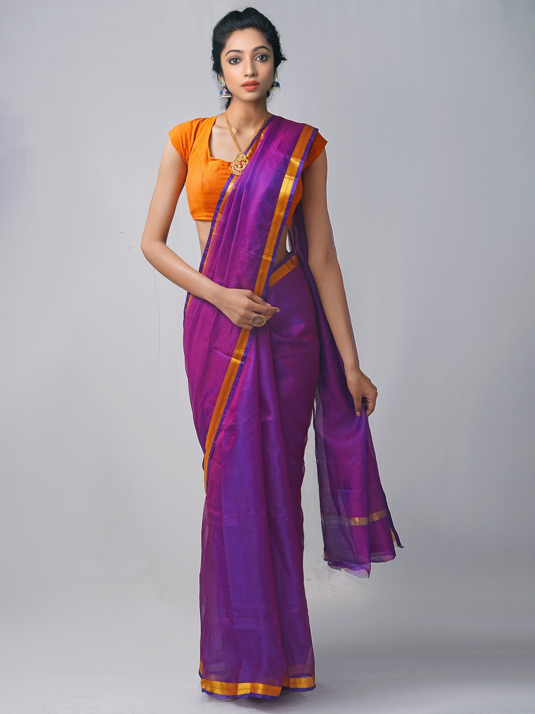 

Unnati Silks Woven Design Zari Pure Silk Kota Saree, Purple